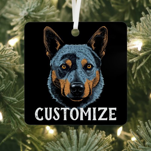 Blue Heeler Australian Cattle Dog Custom Name Metal Ornament