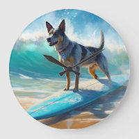 Blue Heeler Beach Surfing Painting