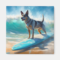 Blue Heeler Beach Surfing Painting