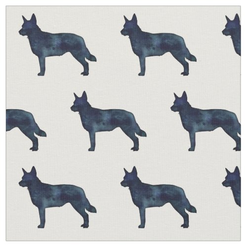 Blue Heeler Black Watercolor Dog Silhouette Multi Fabric