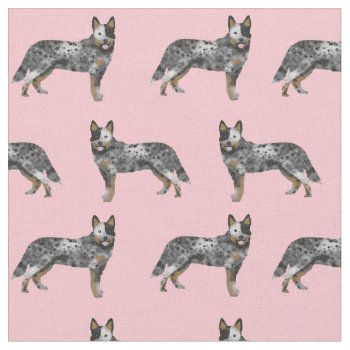Blue Heeler Cattle Dog Pink Fabric by FriendlyPets at Zazzle