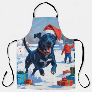 Blue Heeler Christmas Festive Snow Scene Apron
