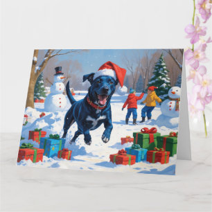Blue Heeler Christmas Festive Snow Scene Card