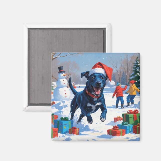 Blue Heeler Christmas Festive Snow Scene Magnet (Front/Back)