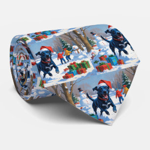 Blue Heeler Christmas Festive Snow Scene Neck Tie