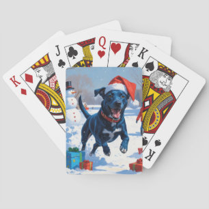 Blue Heeler Christmas Festive Snow Scene Poker Cards