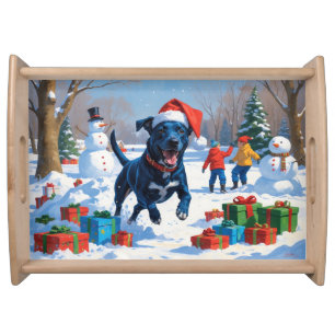 Blue Heeler Christmas Festive Snow Scene Serving Tray