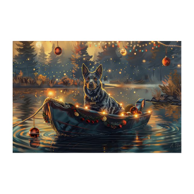 Blue Heeler Christmas Festive Voyage Acrylic Print (Front)