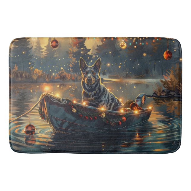 Blue Heeler Christmas Festive Voyage Bath Mat (Front)