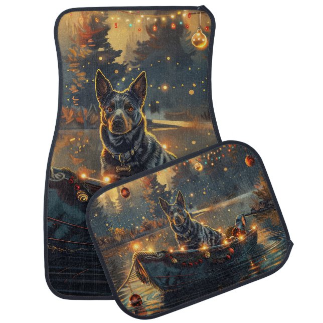 Blue Heeler Christmas Festive Voyage Car Floor Mat (Set)