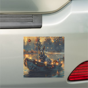 Blue Heeler Christmas Festive Voyage Car Magnet