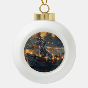 Blue Heeler Christmas Festive Voyage Ceramic Ball Christmas Ornament