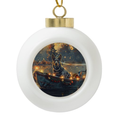 Blue Heeler Christmas Festive Voyage Ceramic Ball Christmas Ornament