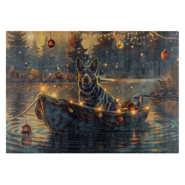 Blue Heeler Christmas Festive Voyage Cutting Board (Front)