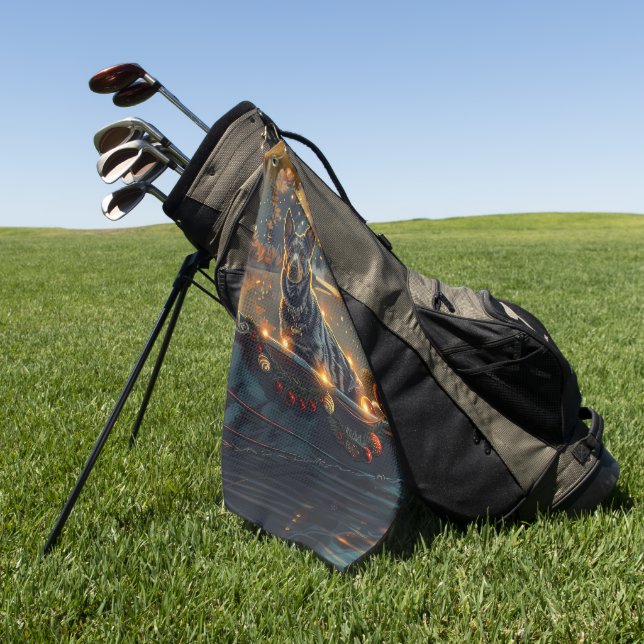 Blue Heeler Christmas Festive Voyage Golf Towel (Green)