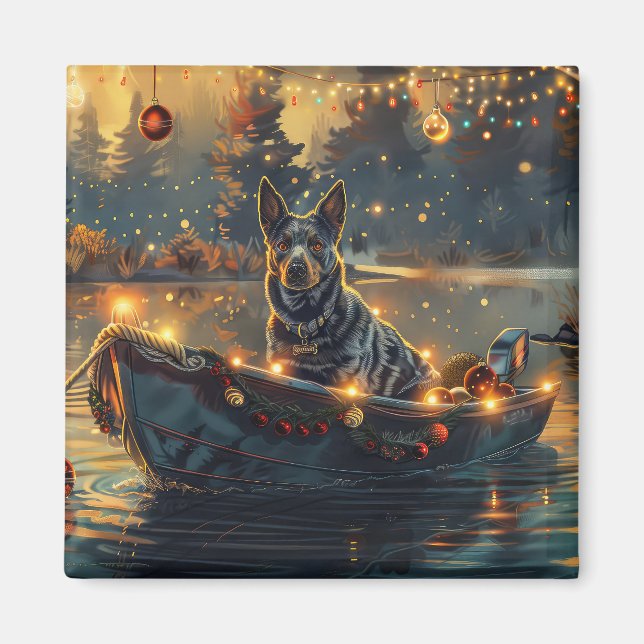 Blue Heeler Christmas Festive Voyage Magnet (Front)