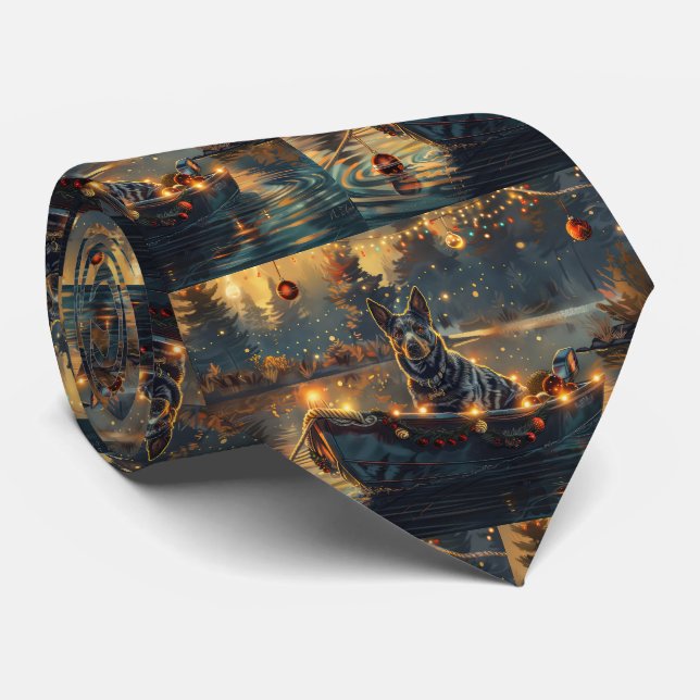 Blue Heeler Christmas Festive Voyage Neck Tie (Rolled)