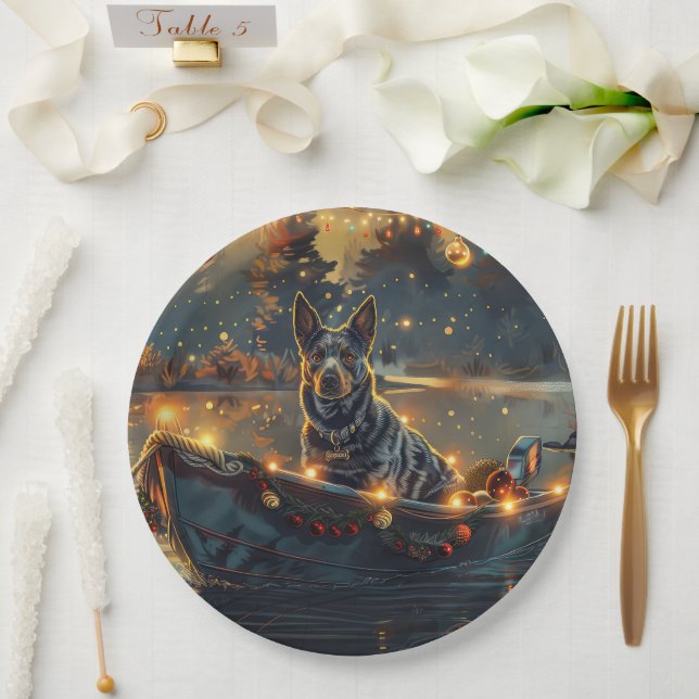 Blue Heeler Christmas Festive Voyage Paper Plates (Wedding)