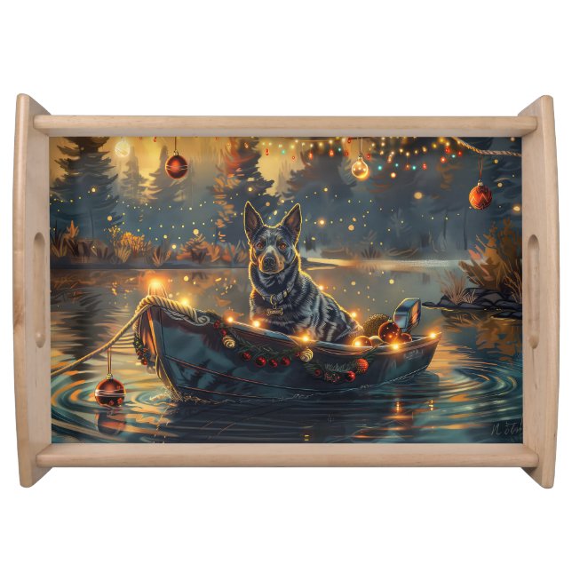 Blue Heeler Christmas Festive Voyage Serving Tray (Front)