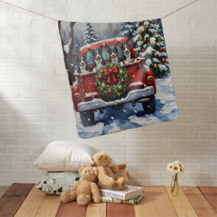 Blue Heeler Christmas Red Truck Holiday Baby Blanket