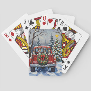 Blue Heeler Christmas Red Truck Holiday Poker Cards