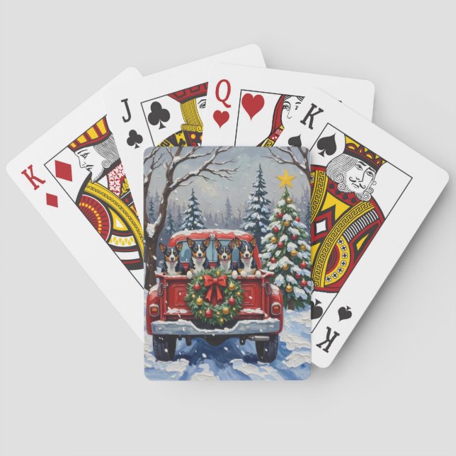 Blue Heeler Christmas Red Truck Holiday Poker Cards (Back)