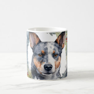 Blue Heeler Christmas Wreath Festive Pup Coffee Mug