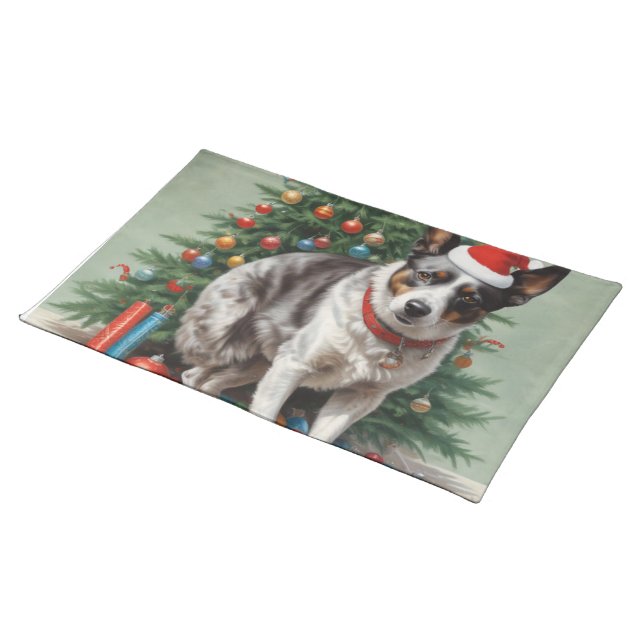 Blue Heeler Cloth Placemat (On Table)
