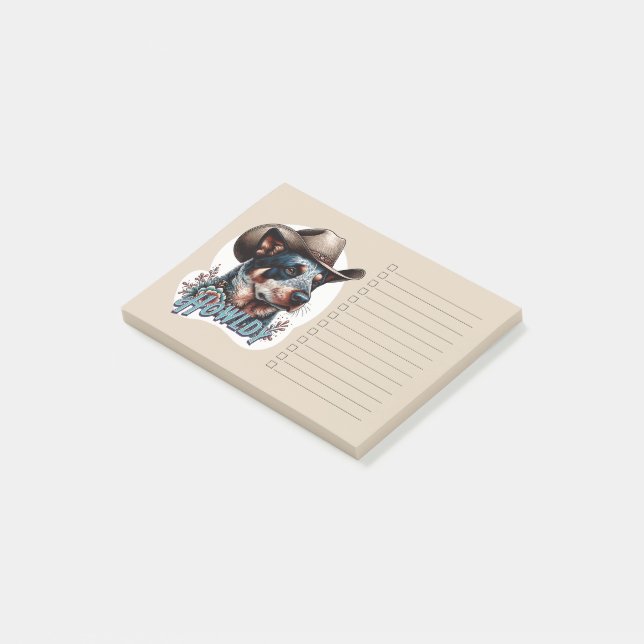 Blue Heeler Cowboy Dog Punny Howldy Cattle Dog Post-it Notes (Angled)