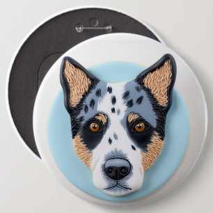 Blue Heeler Dog 3D Inspired Button