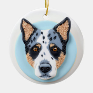 Blue Heeler Dog 3D Inspired Ceramic Ornament