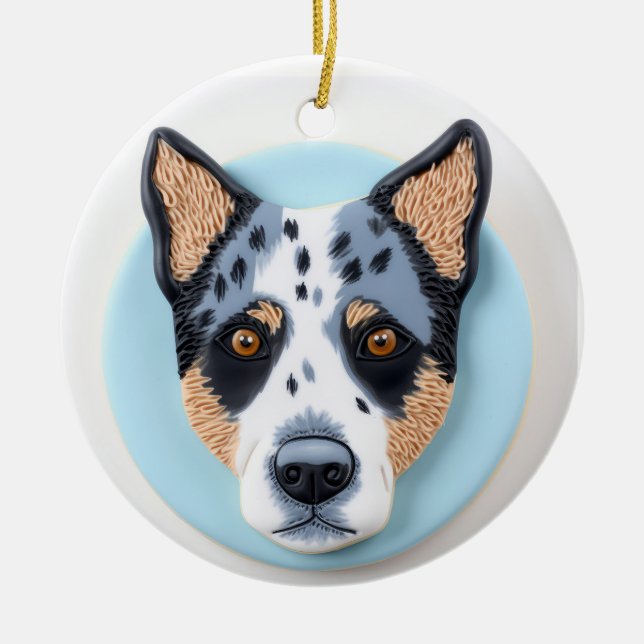 Blue Heeler Dog 3D Inspired Ceramic Ornament (Front)