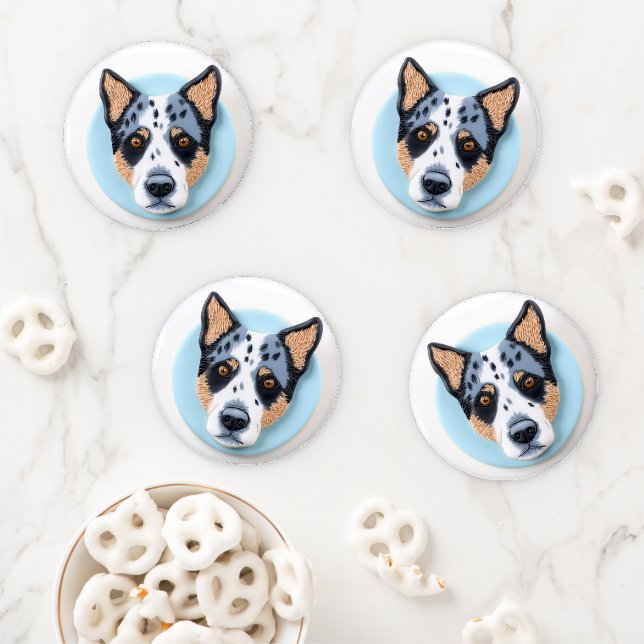 Blue Heeler Dog 3D Inspired Coaster Set (In Situ)