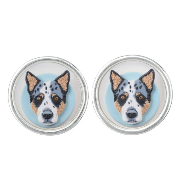 Blue Heeler Dog 3D Inspired Cufflinks (Front)