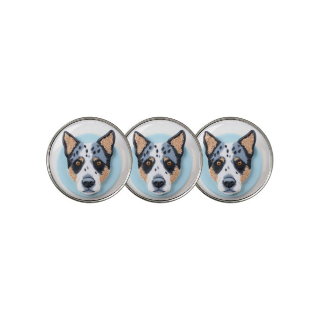 Blue Heeler Dog 3D Inspired Golf Ball Marker (3 Up)