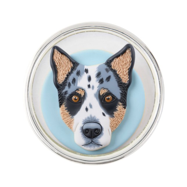 Blue Heeler Dog 3D Inspired Lapel Pin (Front)