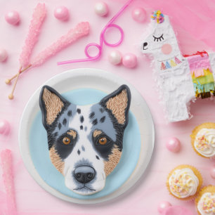 Blue Heeler Dog 3D Inspired Paper Plates