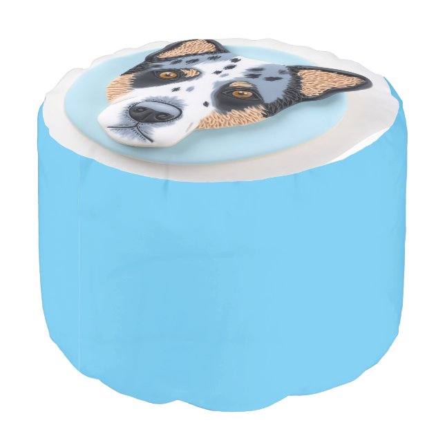 Blue Heeler Dog 3D Inspired Pouf (Angled Back)