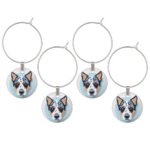 Blue Heeler Dog 3D Inspired Wine Charm
