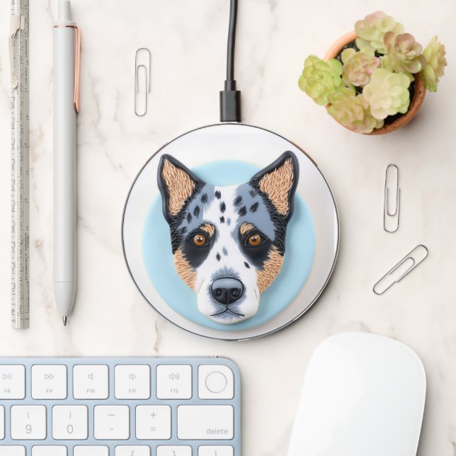 Blue Heeler Dog 3D Inspired Wireless Charger (Desk)