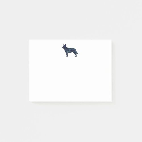 Blue Heeler Dog Breed Silhouette Black Watercolor Post_it Notes