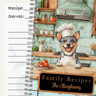 Blue Heeler Dog Chef Spiral Recipe Book