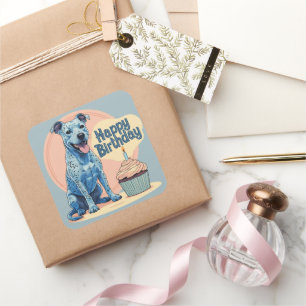 Blue Heeler Dog Colorful  Square Sticker