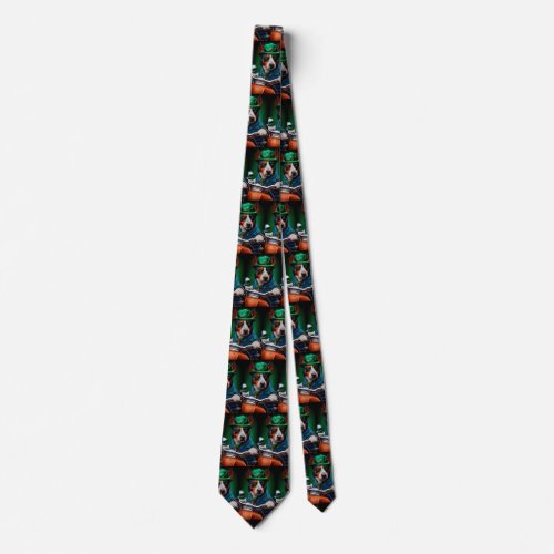 Blue Heeler Dog Driving Bike St Patricks Day Neck Tie