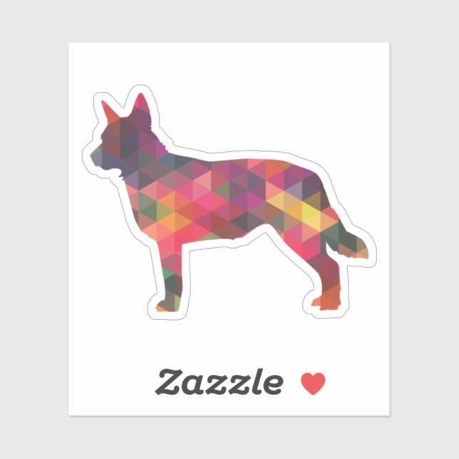 Blue Heeler Dog Geometric Pattern Silhouette Multi Sticker (Sheet)