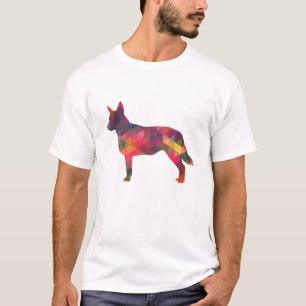 Blue Heeler Dog Geometric Pattern Silhouette Multi T-Shirt
