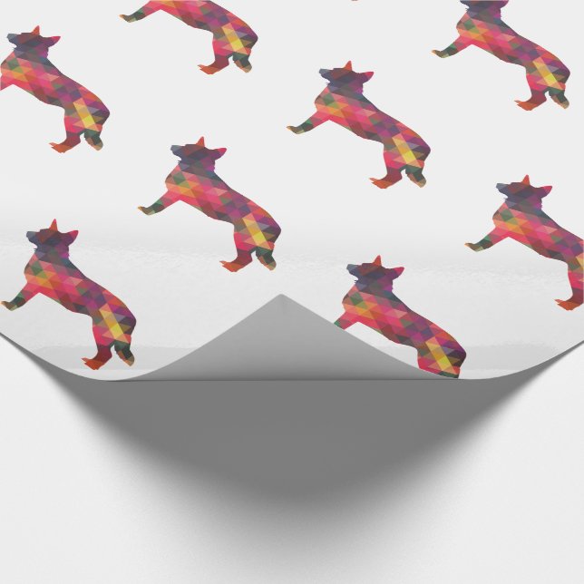 Blue Heeler Dog Geometric Pattern Silhouette Multi Wrapping Paper (Corner)