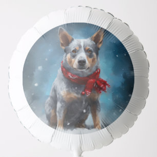 Blue Heeler Dog in Snow Christmas  Balloon