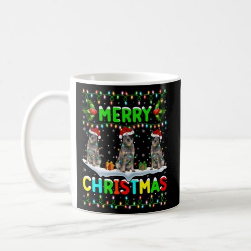 Blue Heeler Dog Lighting Santa Merry Blue Heeler Coffee Mug