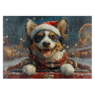 Blue Heeler Dog Roller Coaster Christmas Cutting Board